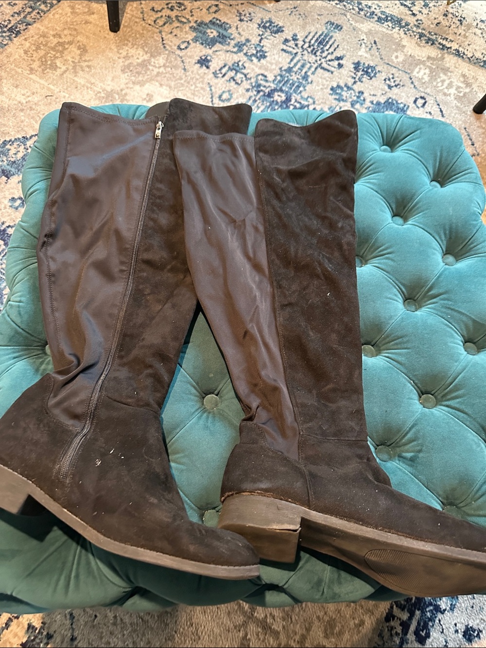 Black Over-the-Knee Suede Boots